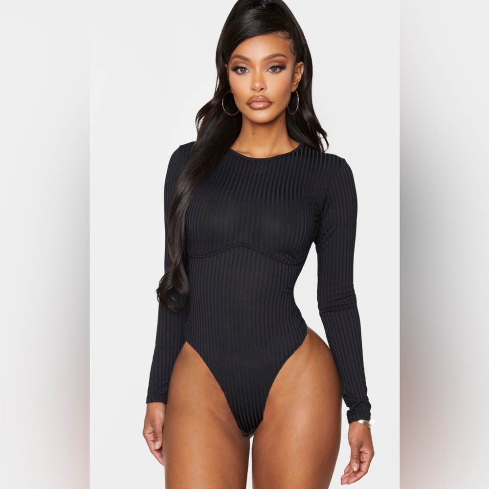 Shape Black Ribbed Underbust Detail Bodysuit